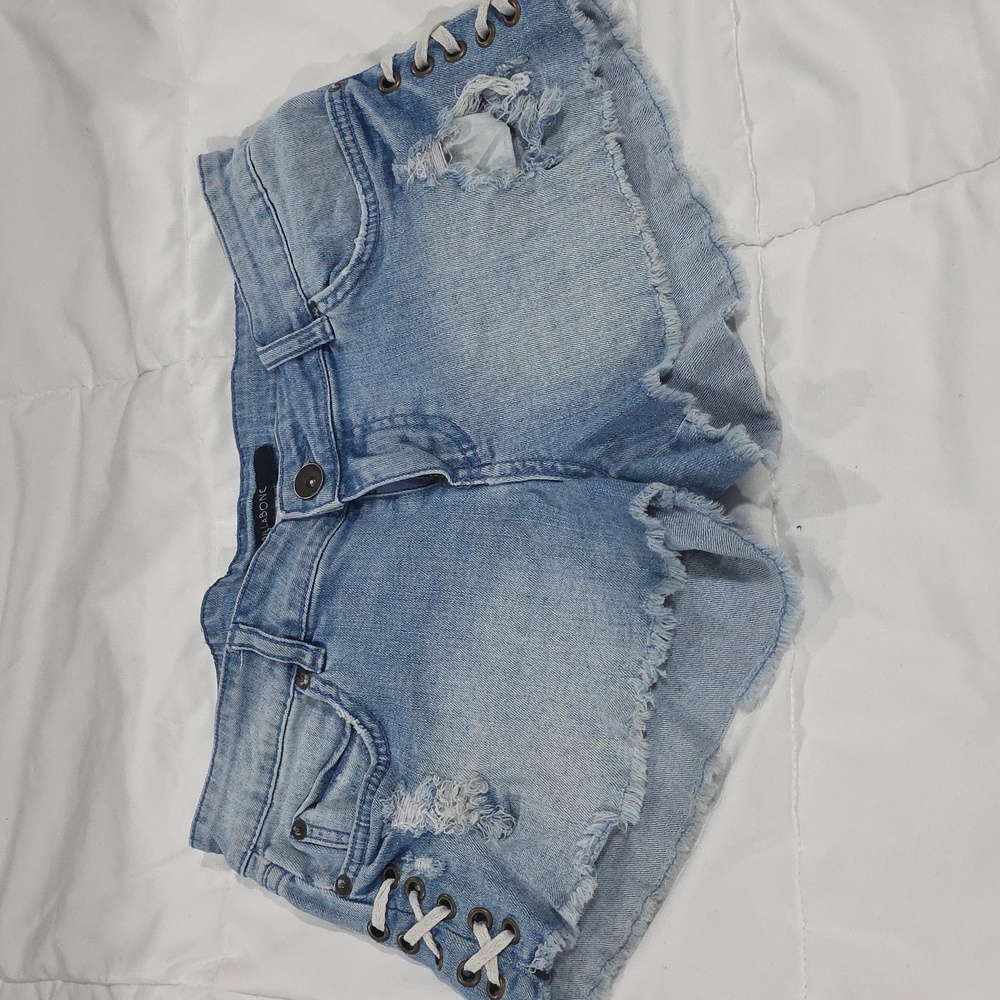 Billabong Sky Blue Lace-Up Denim Shorts